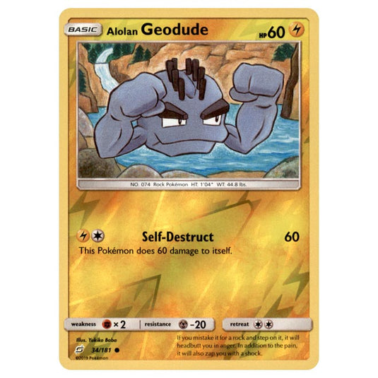 Pokemon - Sun & Moon - Team Up - Alolan Geodude - 34/181 - (Reverse Holo)