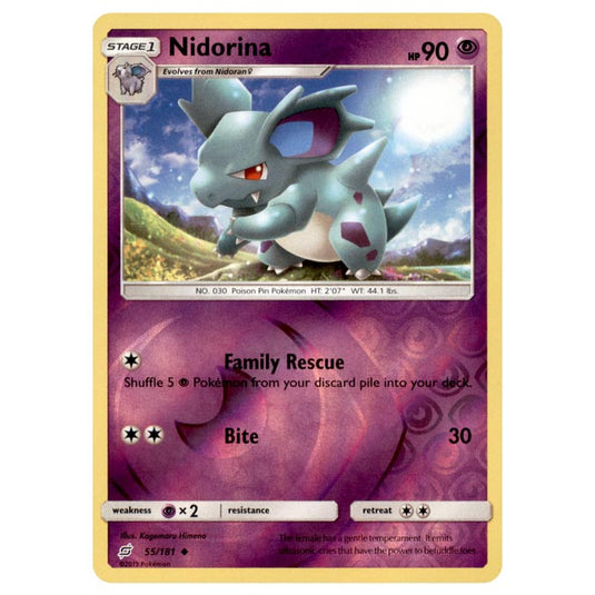 Pokemon - Sun & Moon - Team Up - Nidorina - 55/181 - (Reverse Holo)