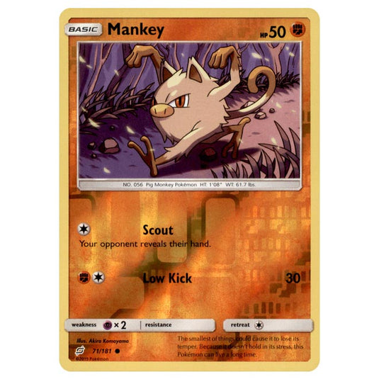 Pokemon - Sun & Moon - Team Up - Mankey - 71/181 - (Reverse Holo)