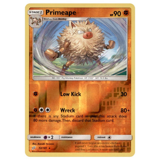 Pokemon - Sun & Moon - Team Up - Primeape - 72/181 - (Reverse Holo)