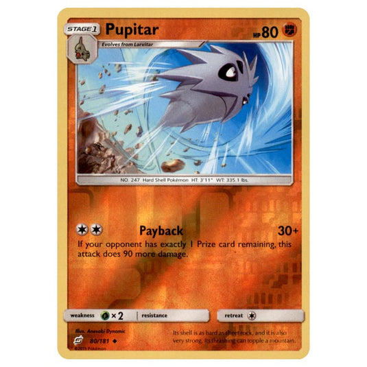 Pokemon - Sun & Moon - Team Up - Pupitar - 80/181 - (Reverse Holo)