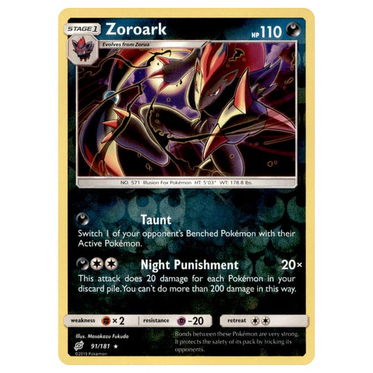 Pokemon - Sun & Moon - Team Up - Zoroark - 91/181 - (Reverse Holo)