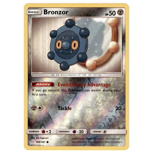 Pokemon - Sun & Moon - Team Up - Bronzor - 100/181 - (Reverse Holo)