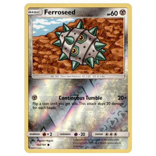 Pokemon - Sun & Moon - Team Up - Ferroseed - 102/181 - (Reverse Holo)