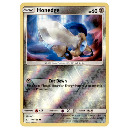 Pokemon - Sun & Moon - Team Up - Honedge - 107/181 - (Reverse Holo)