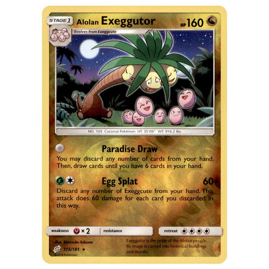 Pokemon - Sun & Moon - Team Up - Alolan Exeggutor - 115/181 - (Reverse Holo)