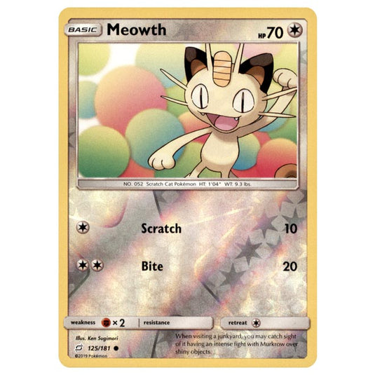 Pokemon - Sun & Moon - Team Up - Meowth - 125/181 - (Reverse Holo)