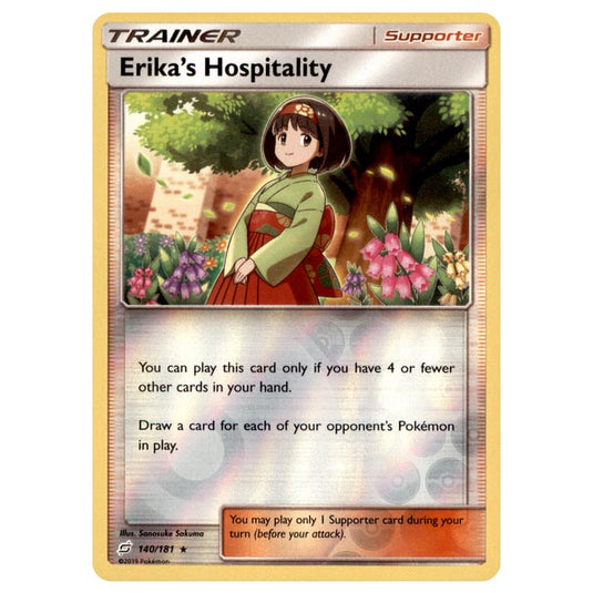 Pokemon - Sun & Moon - Team Up - Erika's Hospitality - 140/181 - (Reverse Holo)