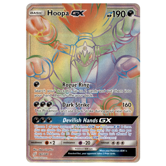 Pokemon - Sun & Moon - Team Up - Hoopa-GX (Rainbow Rare) - 187/181