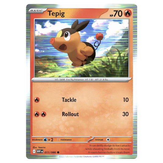 Pokemon - Scarlet & Violet - White Flare - Tepig - 011/086 (Line Holo)