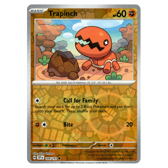 Pokemon - Scarlet & Violet - Surging Sparks - Trapinch - 104/191 - (Reverse Holo)