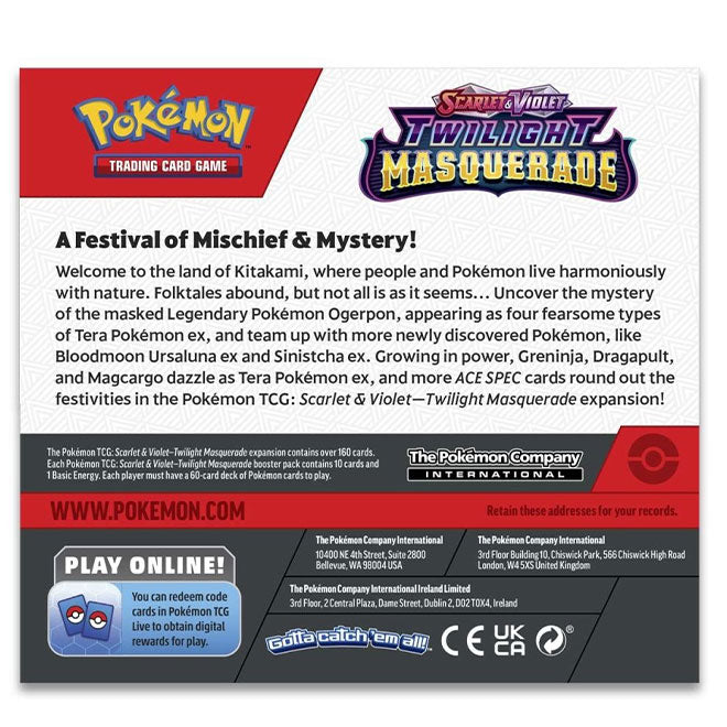 Pokemon - Scarlet & Violet - Twilight Masquerade - Booster Box (36 Boo Pokemon - Scarlet & Violet - Twilight Masquerade - Booster Box (36 Boo