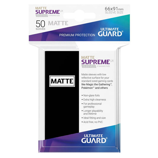 Ultimate Guard - Supreme UX Sleeves Standard Size Matte - Black (50 Sleeves)