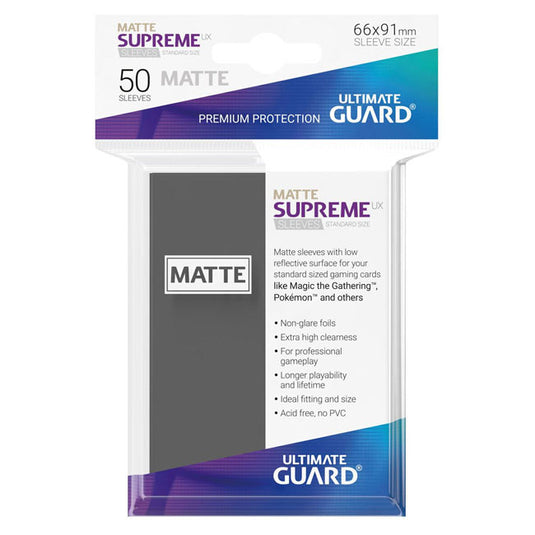 Ultimate Guard - Supreme UX Sleeves Standard Size Matte - Dark Grey (50 Sleeves)