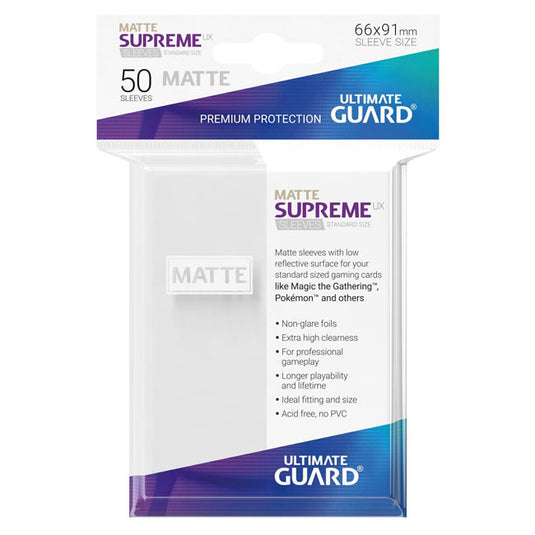 Ultimate Guard - Supreme UX Sleeves Standard Size Matte - White (50 Sleeves)