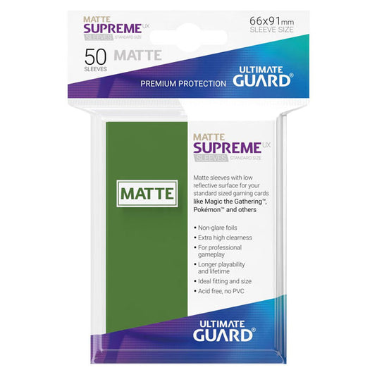 Ultimate Guard - Supreme UX Sleeves Standard Size Matte - Green (50 Sleeves)