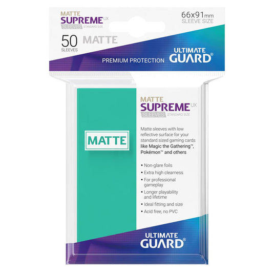 Ultimate Guard - Supreme UX Sleeves Standard Size Matte - Turquoise (50 Sleeves)