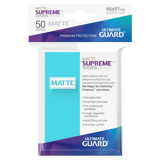 Ultimate Guard - Supreme UX Sleeves Standard Size Matte - Aquamarine (50 Sleeves)