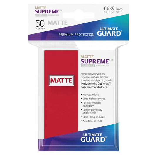 Ultimate Guard - Supreme UX Sleeves Standard Size Matte - Red (50 Sleeves)