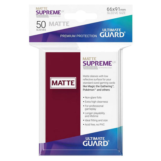 Ultimate Guard - Supreme UX Sleeves Standard Size Matte - Burgundy (50 Sleeves)