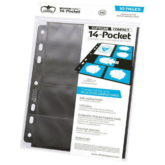 Ultimate Guard - 14-Pocket Pages - Standard & Mini American Size - Black (10)