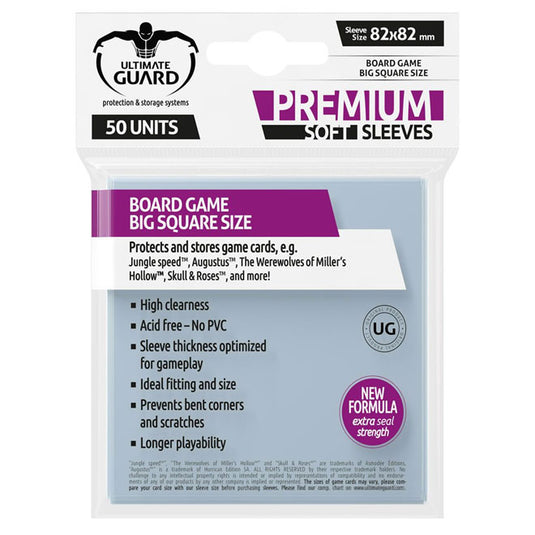 Ultimate Guard Premium Soft Sleeves for Board Game Cards Big Square (50)