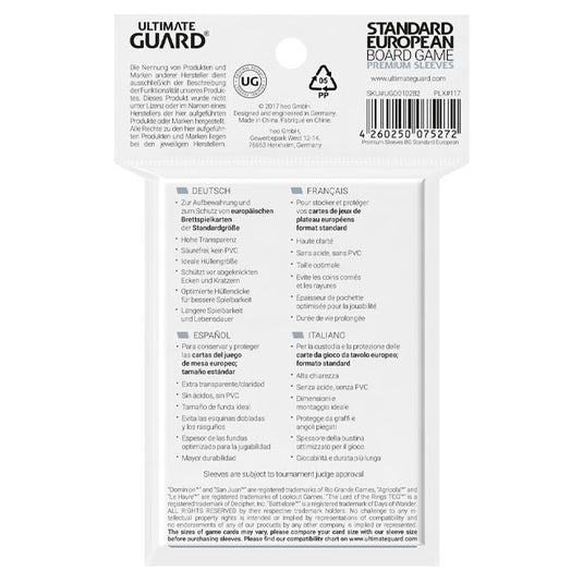 Ultimate Guard - Premium Soft Sleeves - for Board Game Cards Standard European (50)