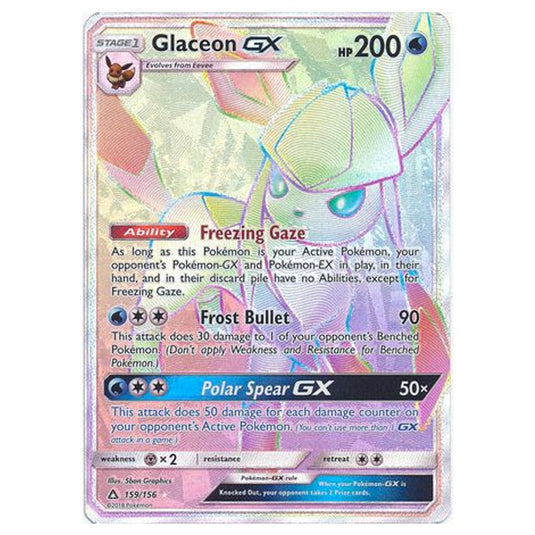 Pokemon - Sun & Moon - Ultra Prism - Glaceon-GX (Rainbow Rare) - 159/156