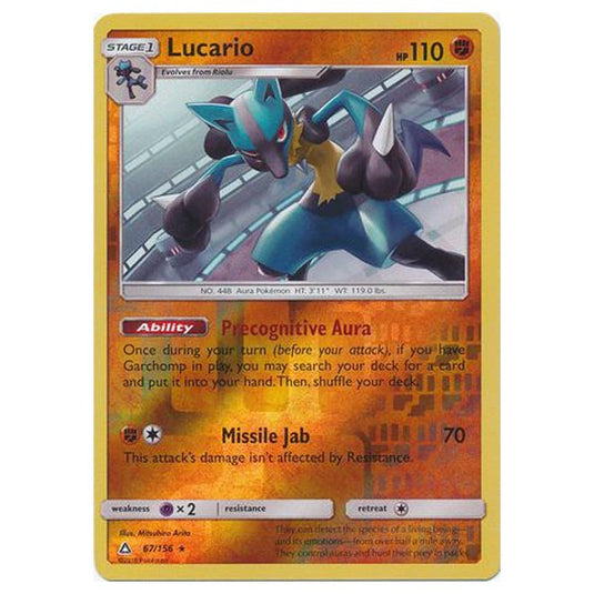 Pokemon - Sun & Moon - Ultra Prism - (Reverse Holo) - Lucario - 67/156