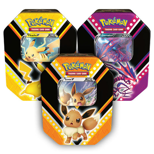 Pokemon - V Power Tin Set - Pikachu, Eevee & Eternatus