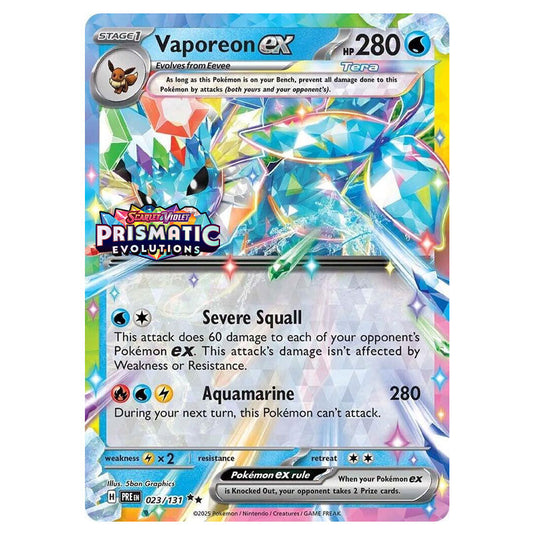 Pokemon - Scarlet & Violet - Prismatic Evolutions - Vaporeon ex - 023/131 - Stamped Promo