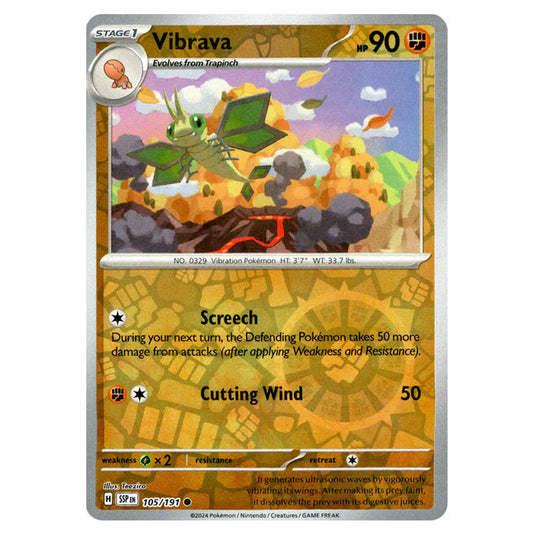 Pokemon - Scarlet & Violet - Surging Sparks - Vibrava - 105/191 - (Reverse Holo)