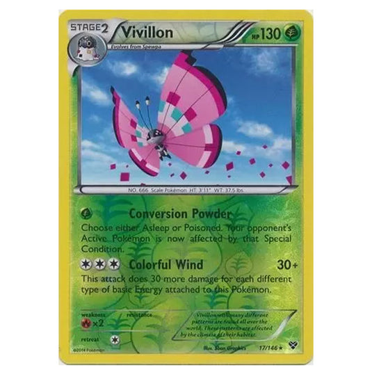 Pokemon - XY Base Set - (Reverse Holo) Vivillon (Pink) - 17/146