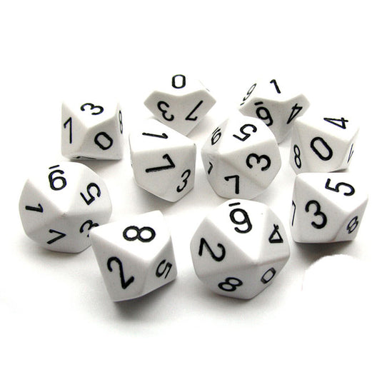 Chessex - Opaque Polyhedral D10 10-Dice Blocks -  White/black