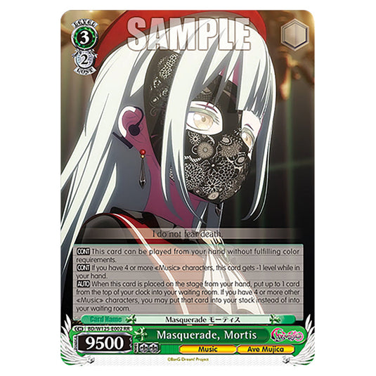 Masquerade, Mortis BD/W125-E002 card from the Weiss Schwarz set MyGO!!!!! × Ave Mujica