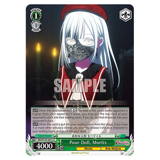 Poor Doll, Mortis BD/W125-E011 card from the Weiss Schwarz set MyGO!!!!! × Ave Mujica