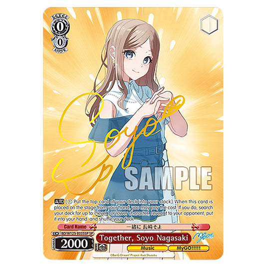 Together, Soyo Nagasaki BD/W125-E033SP card from the Weiss Schwarz set MyGO!!!!! × Ave Mujica