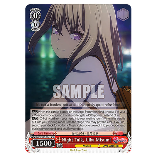 Night Talk, Uika Misumi BD/W125-E041S card from the Weiss Schwarz set MyGO!!!!! × Ave Mujica