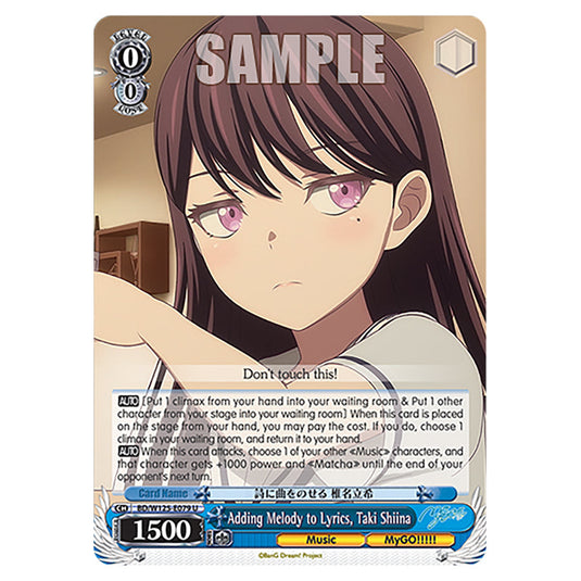Adding Melody to Lyrics, Taki Shiina BD/W125-E079 card from the Weiss Schwarz set MyGO!!!!! × Ave Mujica