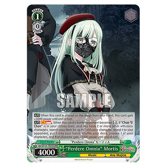 "Perdere Omnia" Mortis BD/W125-TE03R card from the Weiss Schwarz set MyGO!!!!! × Ave Mujica