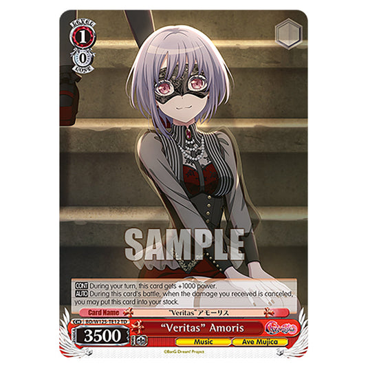 "Veritas" Amoris BD/W125-TE12 card from the Weiss Schwarz set MyGO!!!!! × Ave Mujica