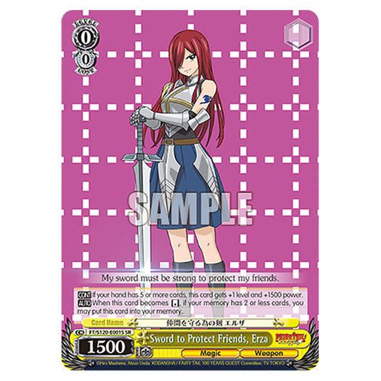 Sword to Protect Friends, Erza FT/S120-E001S card from the Weiss Schwarz set Fairy Tail 100 Years Quest