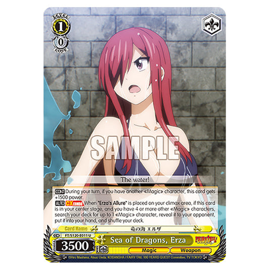 Sea of Dragons, Erza FT/S120-E011 card from the Weiss Schwarz set Fairy Tail 100 Years Quest