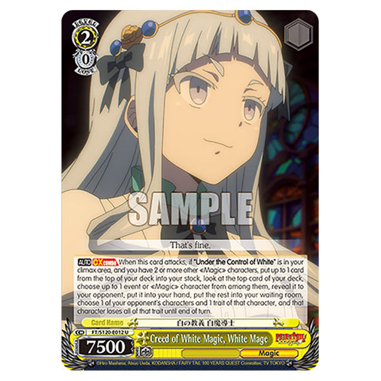 Creed of White Magic, White Mage FT/S120-E012 card from the Weiss Schwarz set Fairy Tail 100 Years Quest
