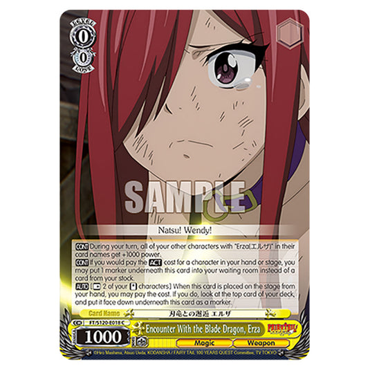 Encounter With the Blade Dragon, Erza FT/S120-E018 card from the Weiss Schwarz set Fairy Tail 100 Years Quest