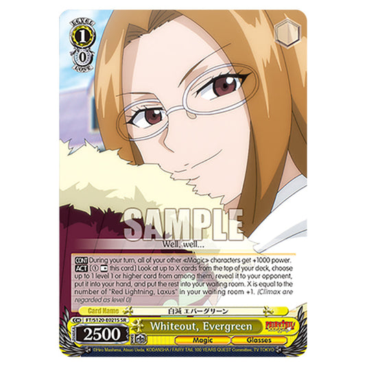 Whiteout, Evergreen FT/S120-E021S card from the Weiss Schwarz set Fairy Tail 100 Years Quest
