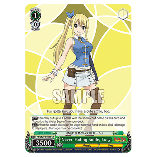 Never-Fading Smile, Lucy FT/S120-E031S card from the Weiss Schwarz set Fairy Tail 100 Years Quest