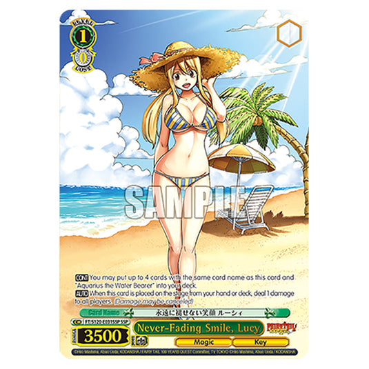 Never-Fading Smile, Lucy FT/S120-E031SSP card from the Weiss Schwarz set Fairy Tail 100 Years Quest