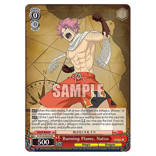 Burning Flame, Natsu FT/S120-E052 card from the Weiss Schwarz set Fairy Tail 100 Years Quest