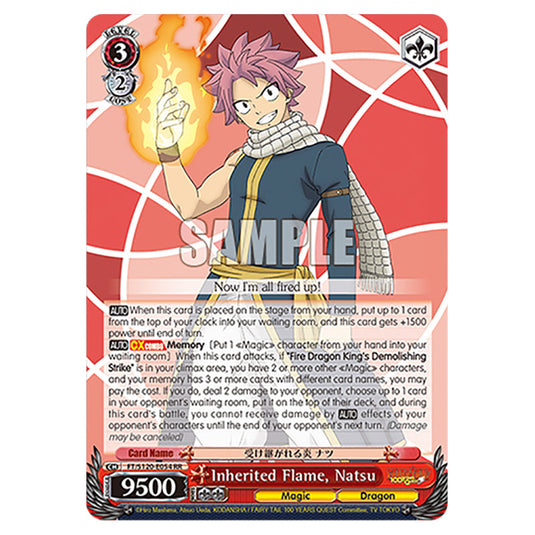 Inherited Flame, Natsu FT/S120-E054 card from the Weiss Schwarz set Fairy Tail 100 Years Quest